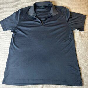 Perry Ellis Gray Medium 1/4 Zip collared poly style short sleeve polo shirt